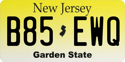 NJ license plate B85EWQ