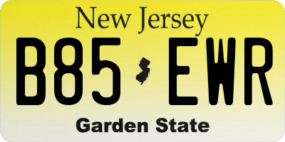 NJ license plate B85EWR
