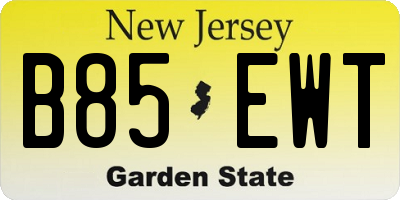 NJ license plate B85EWT