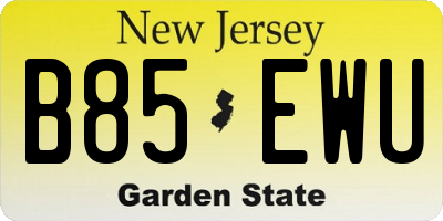 NJ license plate B85EWU