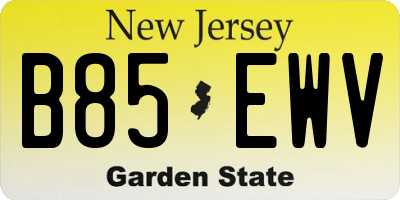 NJ license plate B85EWV