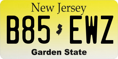 NJ license plate B85EWZ