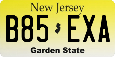 NJ license plate B85EXA