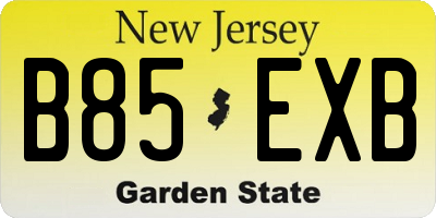 NJ license plate B85EXB