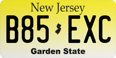 NJ license plate B85EXC