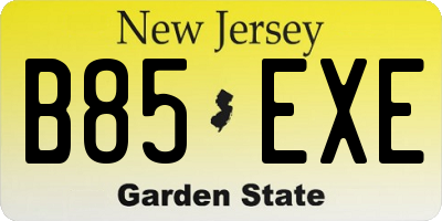 NJ license plate B85EXE
