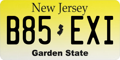 NJ license plate B85EXI