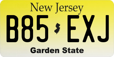 NJ license plate B85EXJ