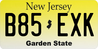 NJ license plate B85EXK