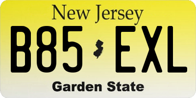 NJ license plate B85EXL