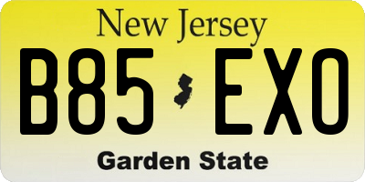 NJ license plate B85EXO