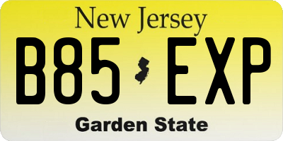 NJ license plate B85EXP