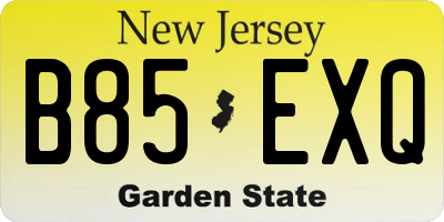 NJ license plate B85EXQ
