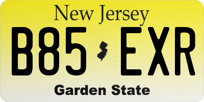 NJ license plate B85EXR