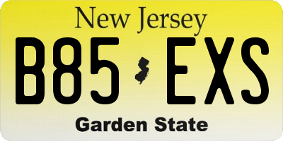 NJ license plate B85EXS