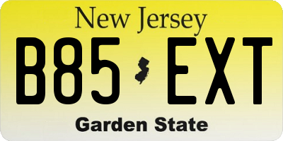 NJ license plate B85EXT