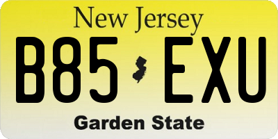 NJ license plate B85EXU