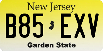 NJ license plate B85EXV