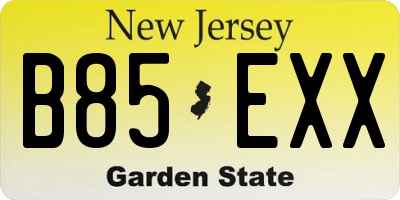NJ license plate B85EXX