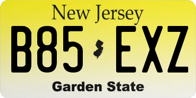 NJ license plate B85EXZ