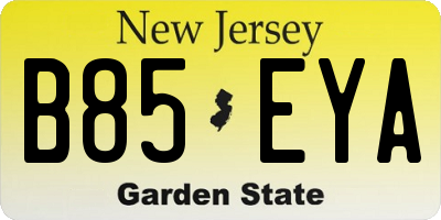NJ license plate B85EYA