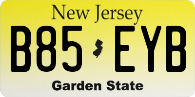 NJ license plate B85EYB