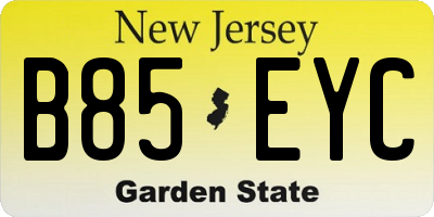 NJ license plate B85EYC