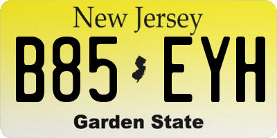 NJ license plate B85EYH