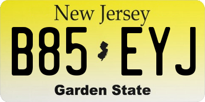 NJ license plate B85EYJ