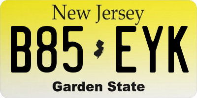 NJ license plate B85EYK