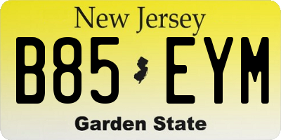 NJ license plate B85EYM