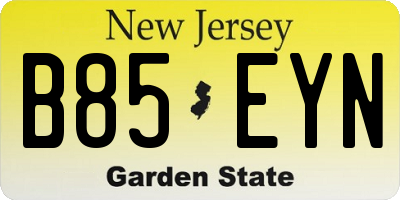 NJ license plate B85EYN