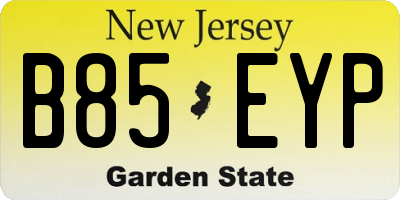 NJ license plate B85EYP