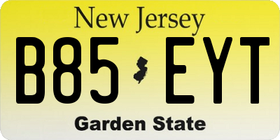 NJ license plate B85EYT