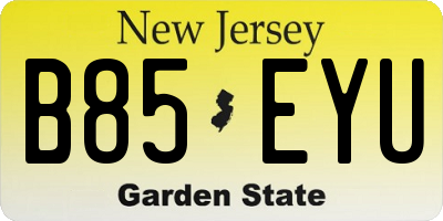 NJ license plate B85EYU