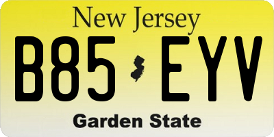 NJ license plate B85EYV
