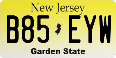 NJ license plate B85EYW