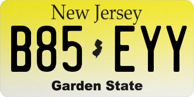 NJ license plate B85EYY