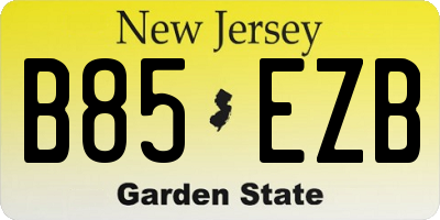 NJ license plate B85EZB