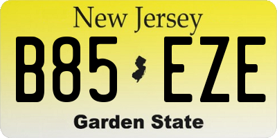 NJ license plate B85EZE