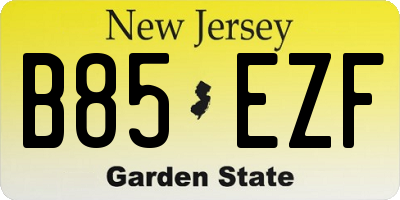 NJ license plate B85EZF