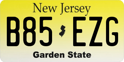 NJ license plate B85EZG