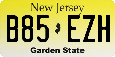 NJ license plate B85EZH