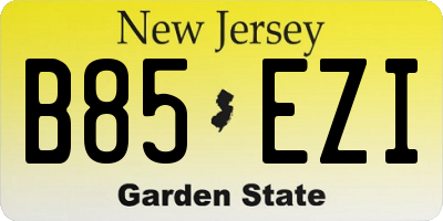 NJ license plate B85EZI