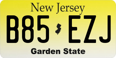 NJ license plate B85EZJ