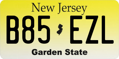 NJ license plate B85EZL