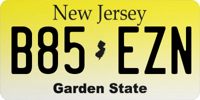 NJ license plate B85EZN