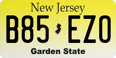 NJ license plate B85EZO