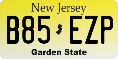 NJ license plate B85EZP
