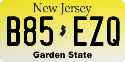 NJ license plate B85EZQ